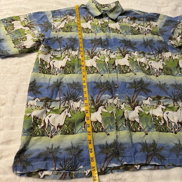 Vintage Roper Mens XL Western Wild Horses Hawaiian Shirt Short Sleeve - Picture 11 of 11